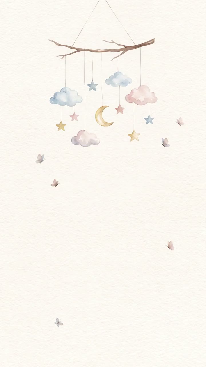 Modèle Petite Lune — Le mobile s'écarte et s'envole — lune endormie, étoiles et nuages.