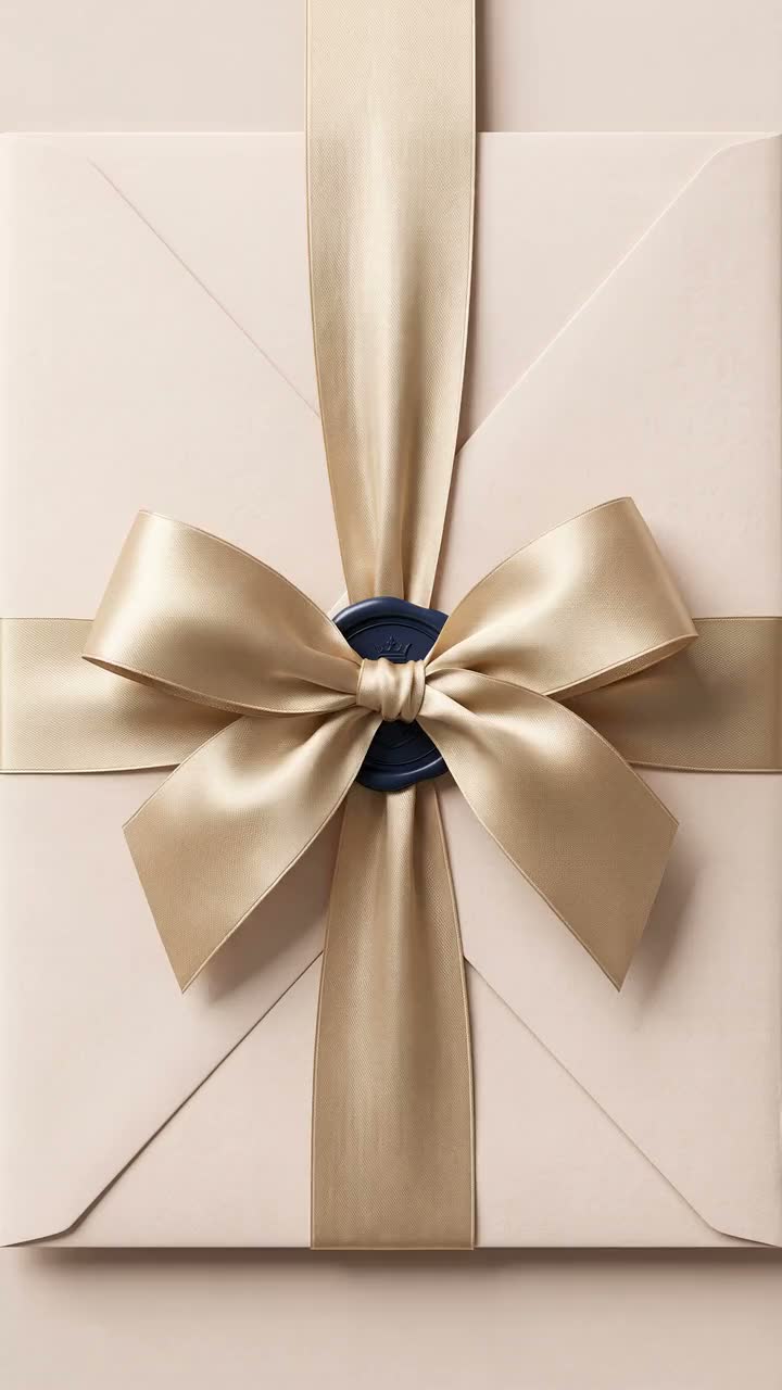 Modèle Ruban de Soie — Le ruban se dénoue et l'enveloppe s'ouvre — blush, champagne et marine.